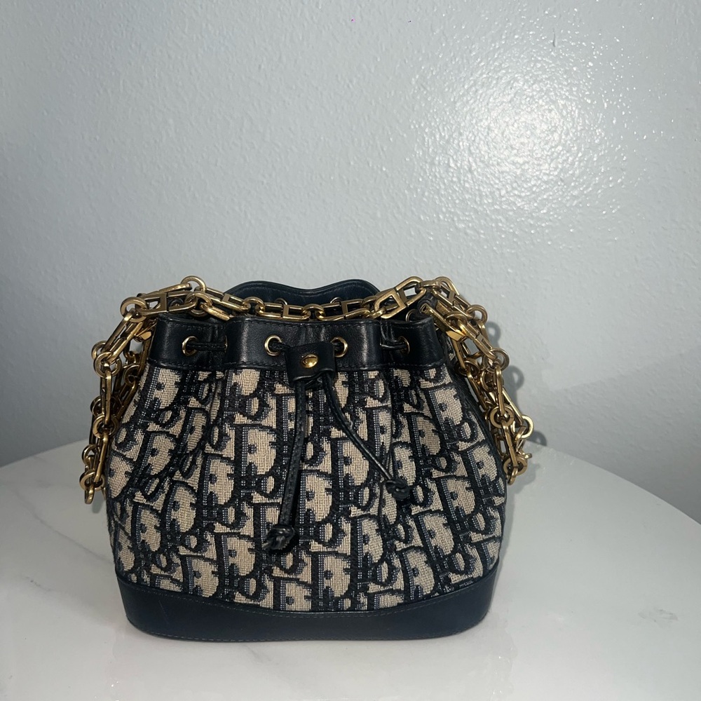 Christian Dior Oblique Drawstring Chain Bag